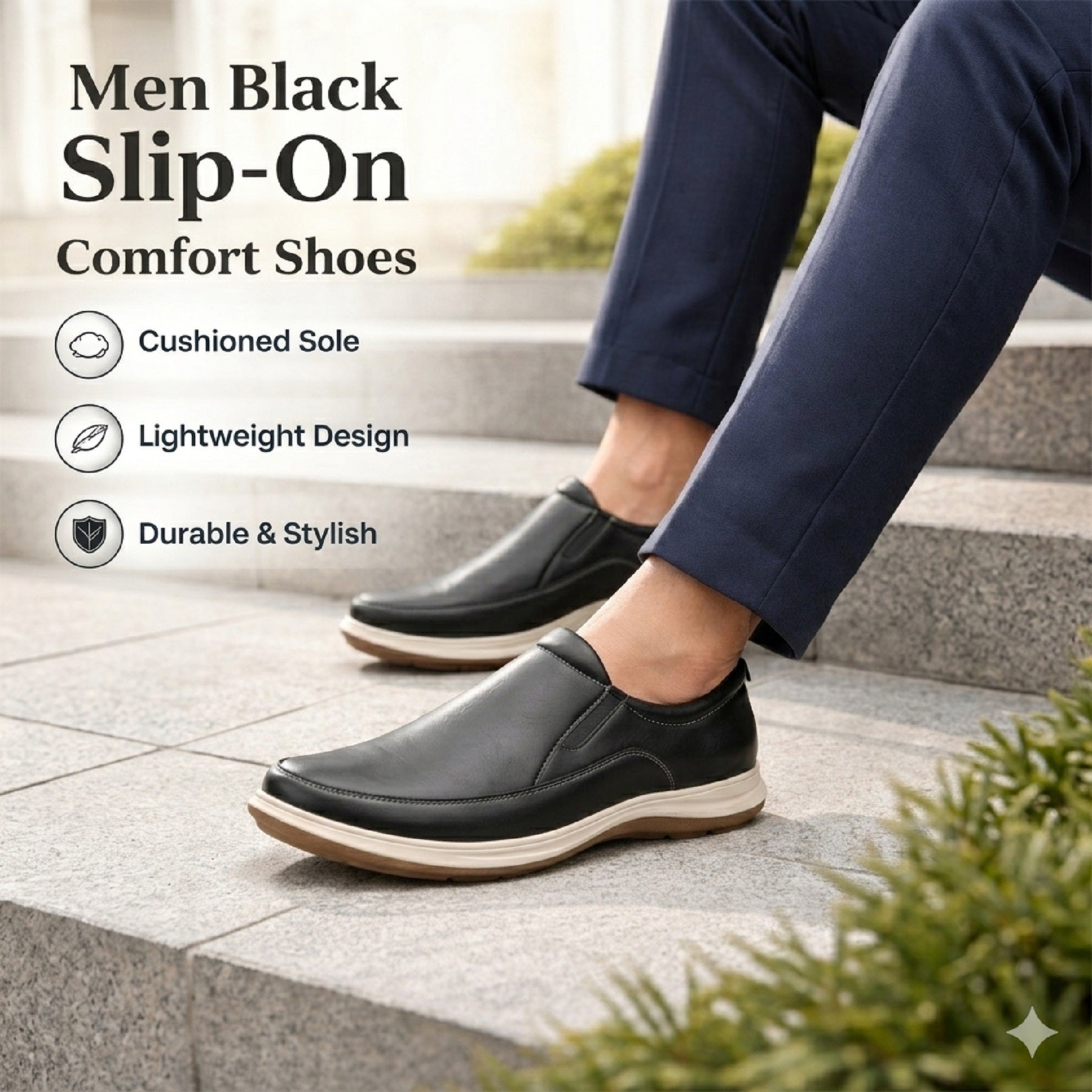 BAXXICO Mens Casual Slip On Shoes Durable Comfort for Office & Walking