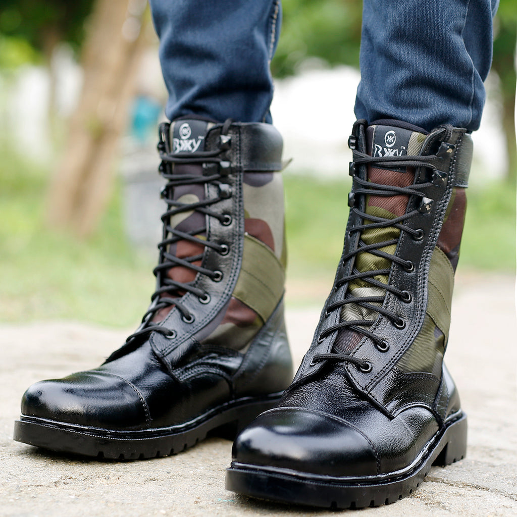 BAXXICO Mens Pure Vegan Leather High Ankle Army Boots