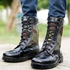 BAXXICO Mens Pure Vegan Leather High Ankle Army Boots