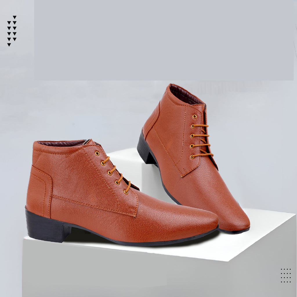 Mens Height Increasing Derby Faux Vegan Leather Formal Wear Boots