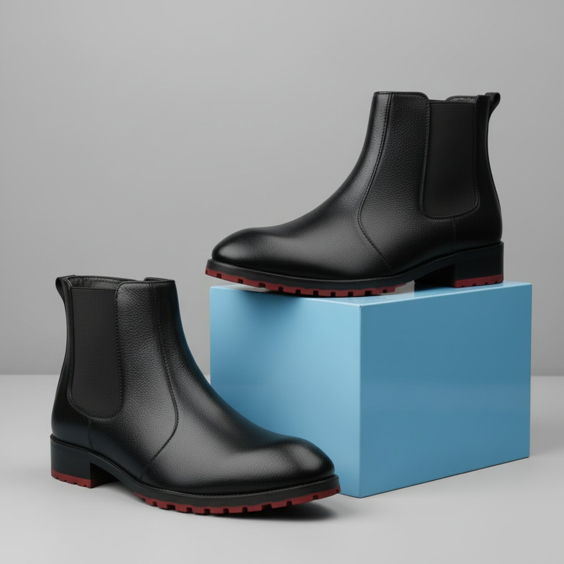 BAXXICO Stylish Black Chelsea Boots with Premium Elevated Heel Design