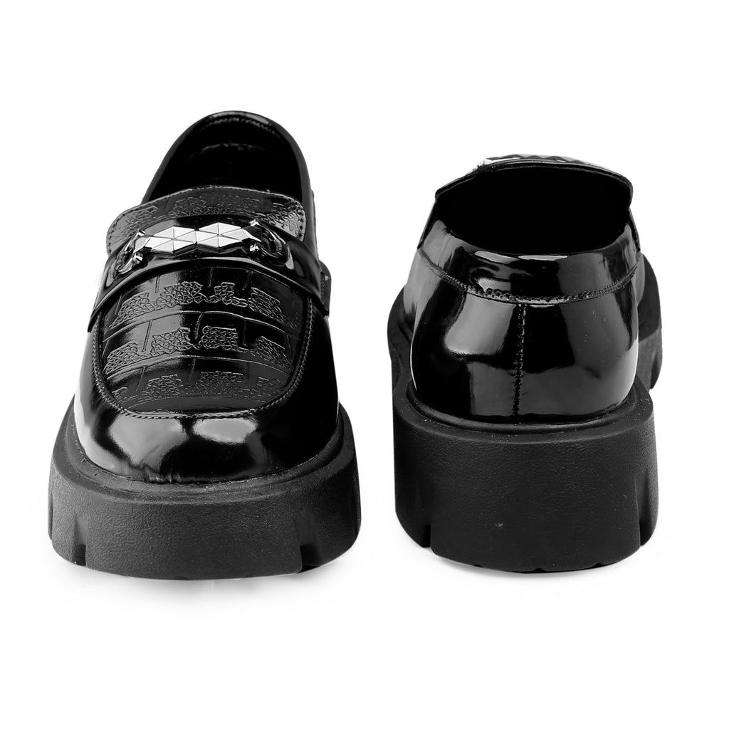 Baxxico Premium Patent Vegan Buckle Slip ons for Men