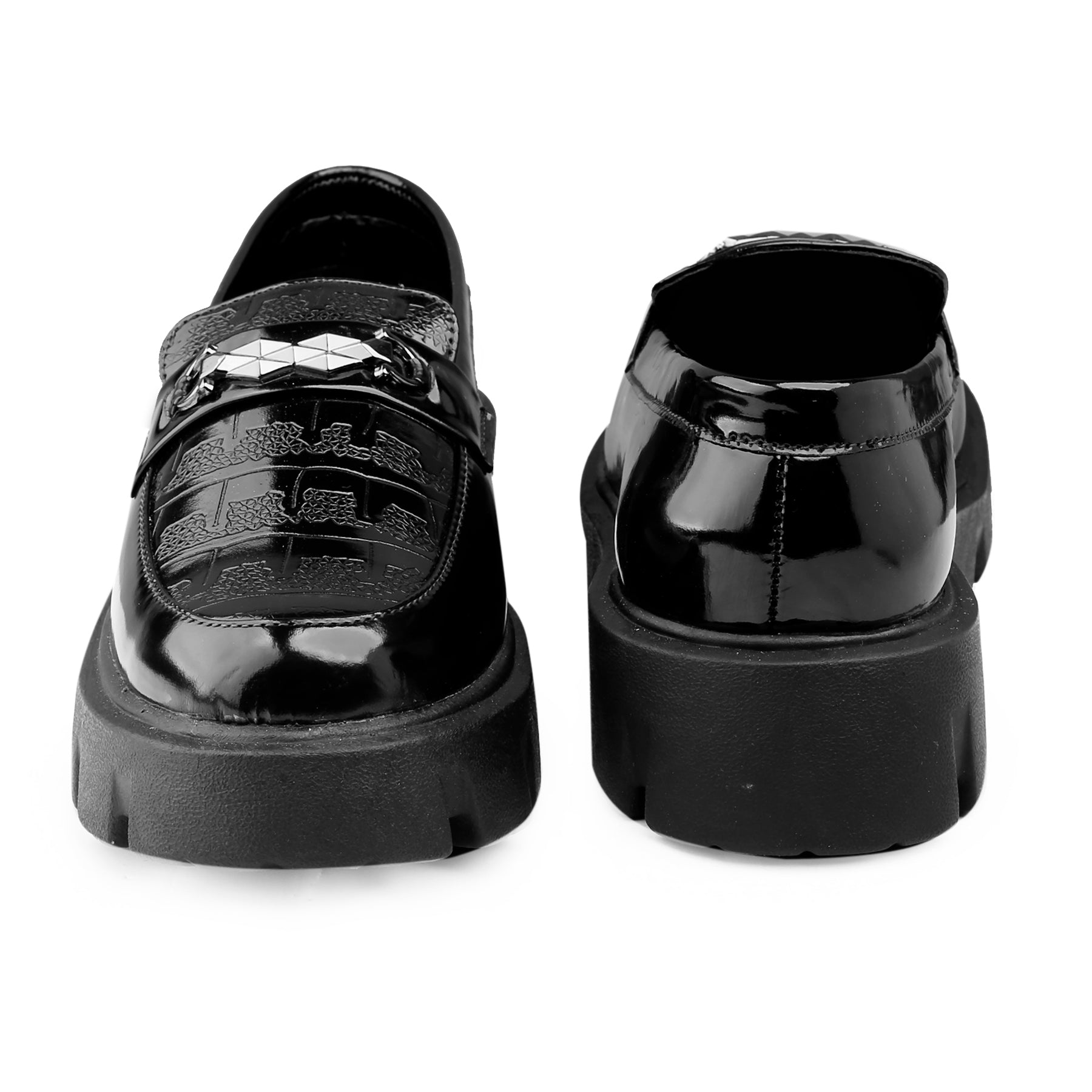 Baxxico Premium Patent Vegan Buckle Slip ons for Men