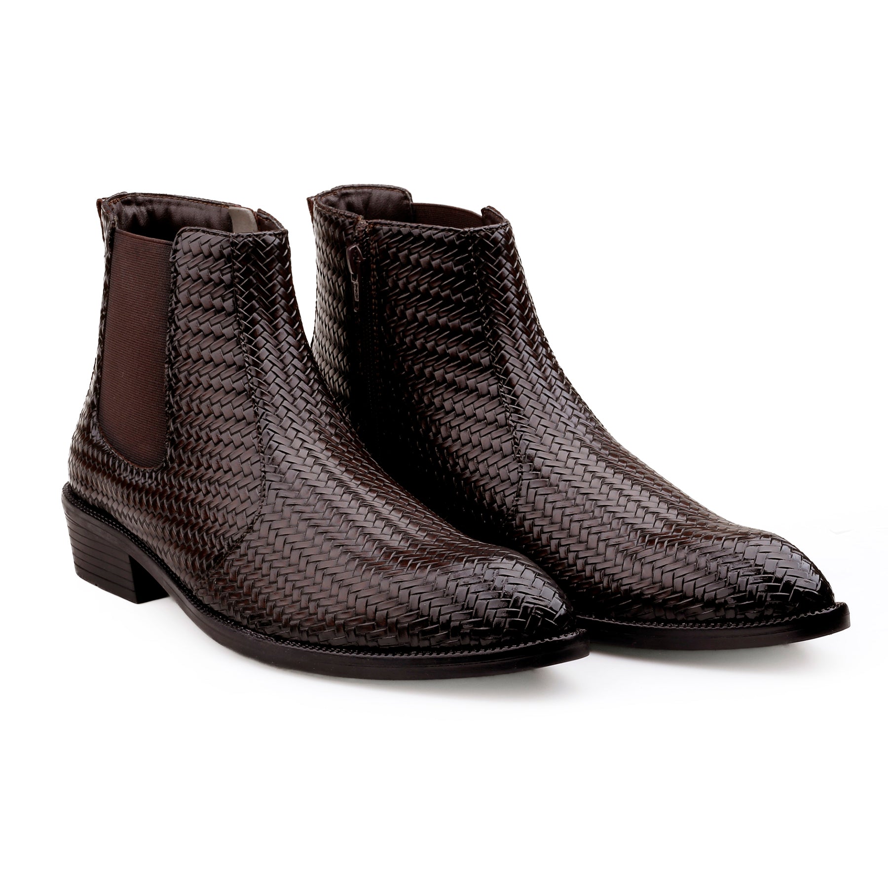 BAXXICO Woven Leather Height Enhancing Formal Shoes