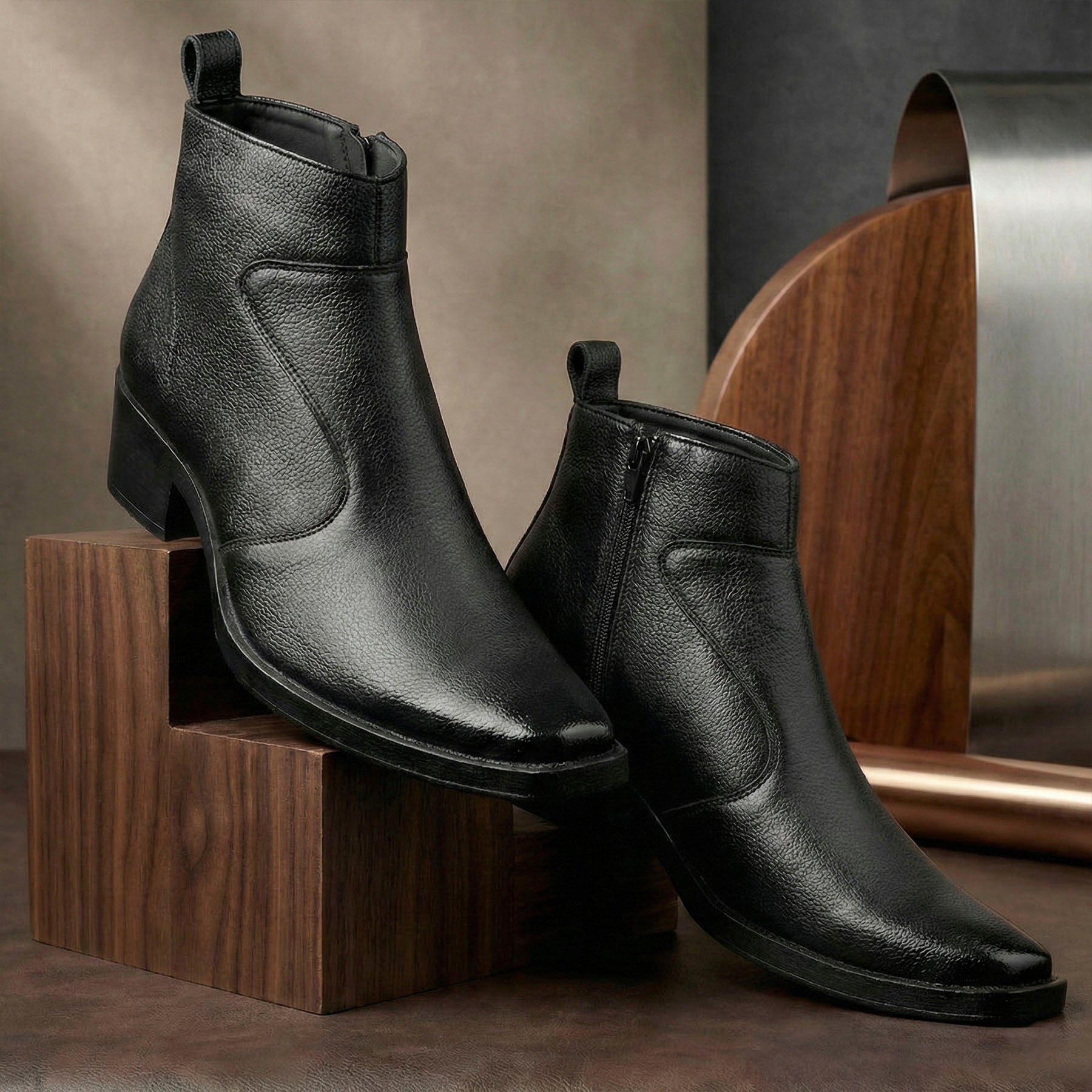 BAXXICO Mens 2 Inch Heel Height Increasing Boots