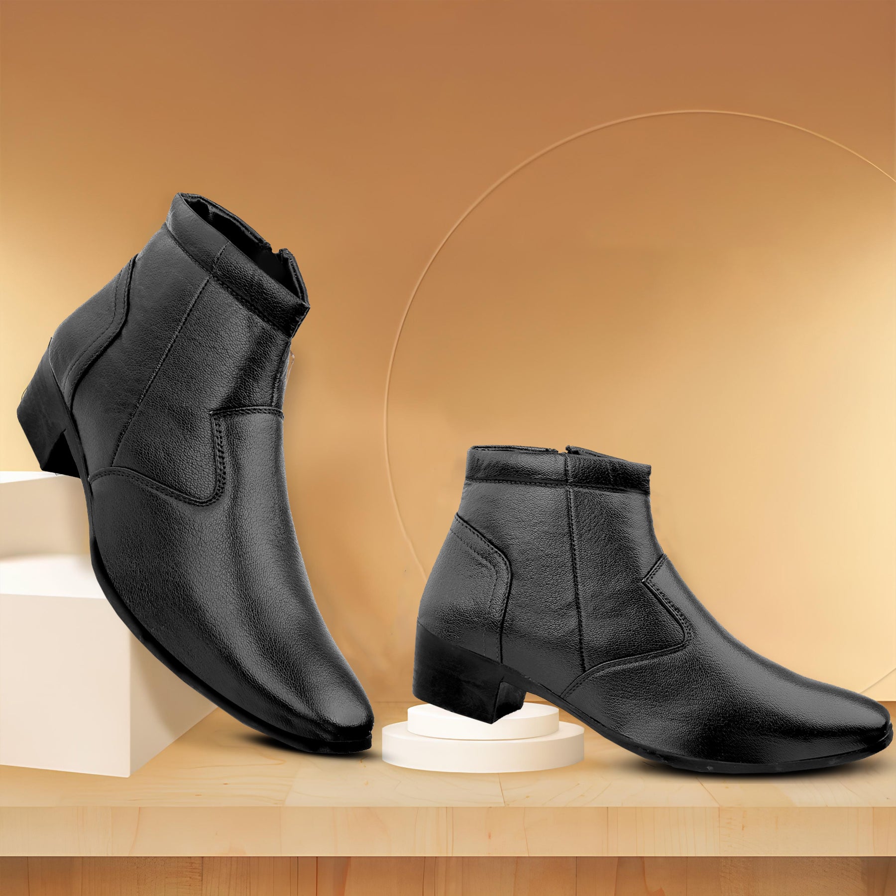 BAXXICO Height Increasing Formal Ankle Zipper Boots