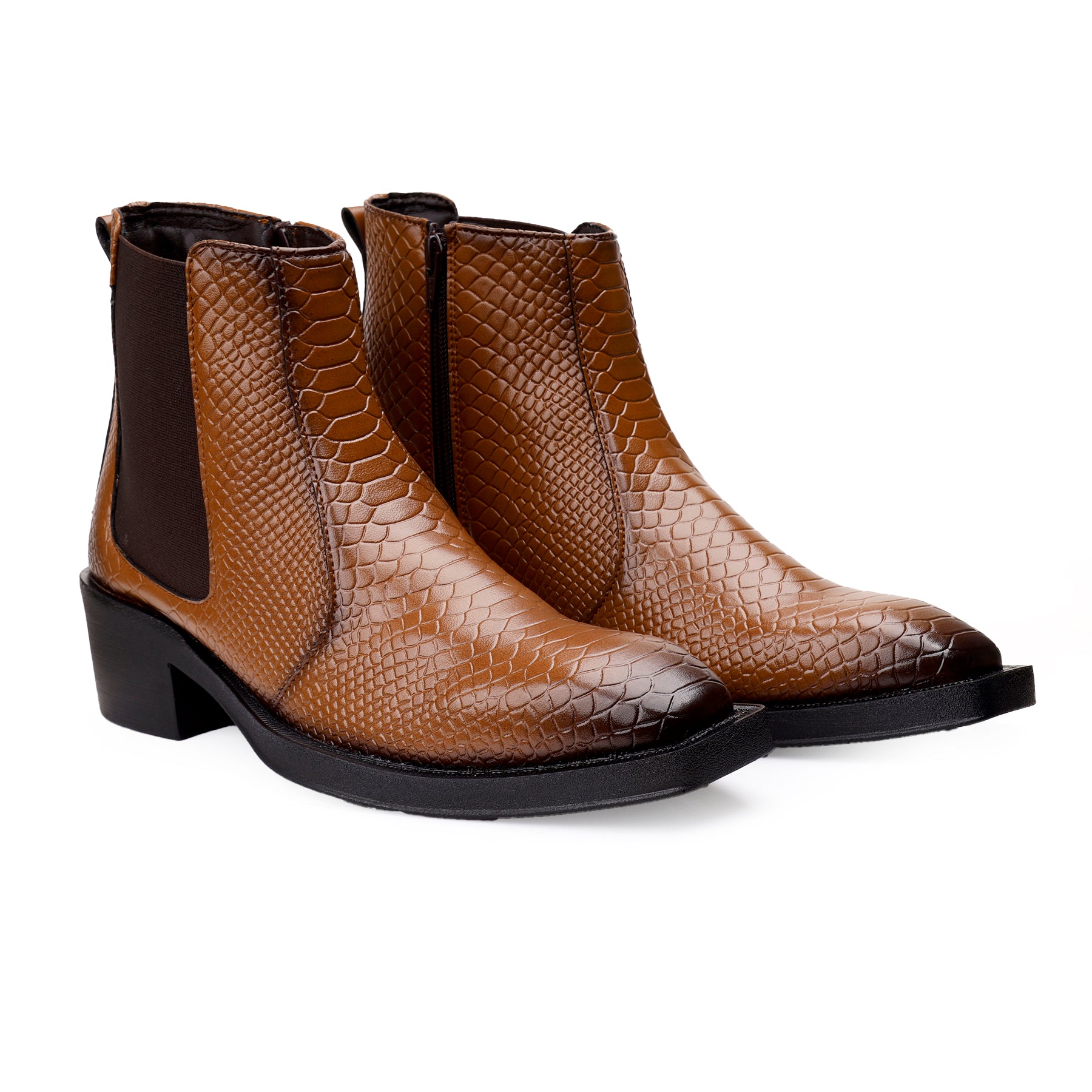 BAXXICO Mens Stylish 2 Inch Height Boosting Ankle Boots