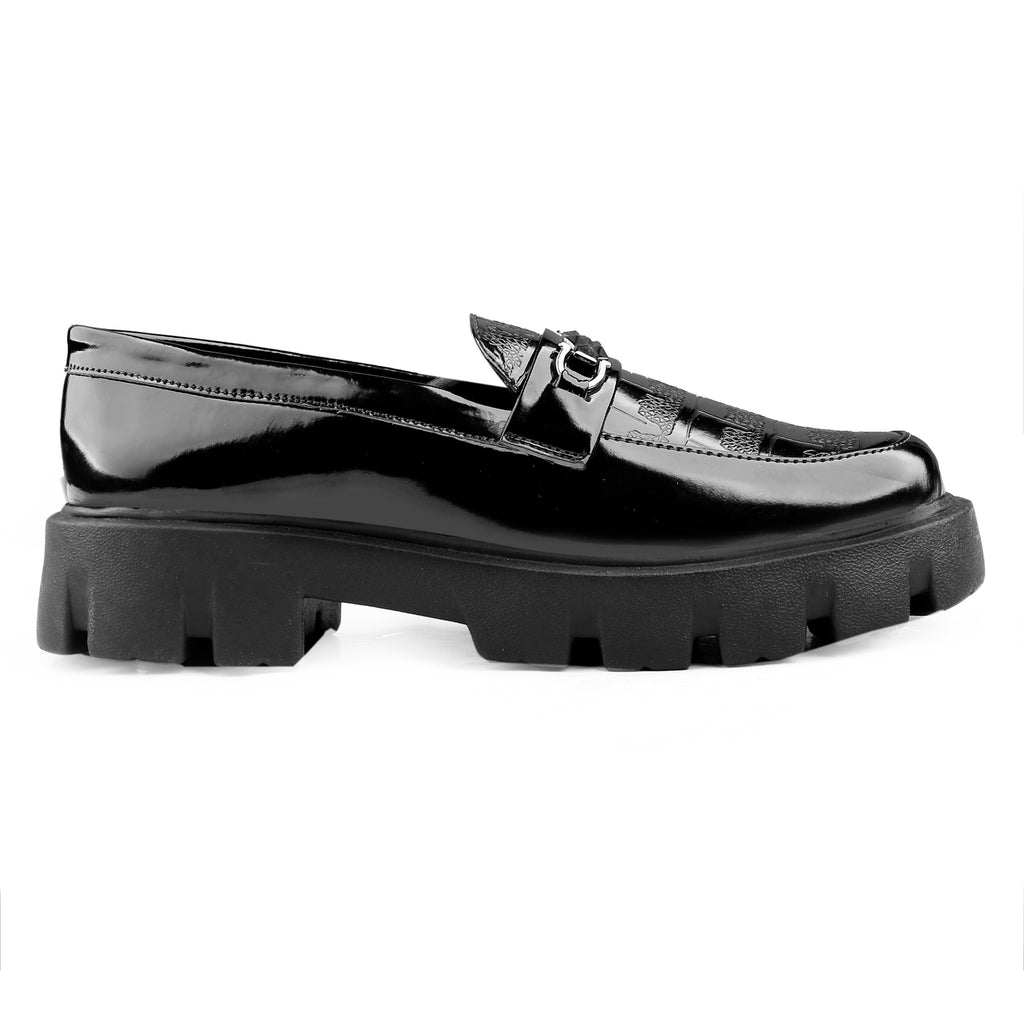 Baxxico Premium Patent Vegan Buckle Slip ons for Men