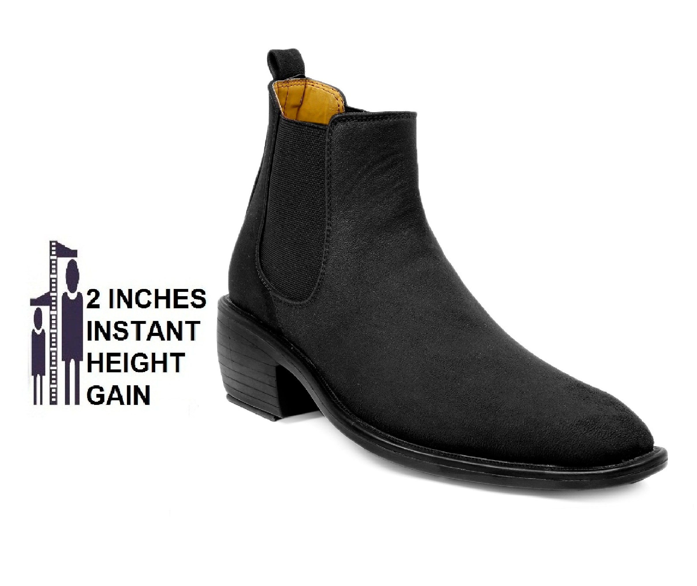 BAXXICO Mens Height Increasing Suede British Formal and Casual Wear Chelsea Boots
