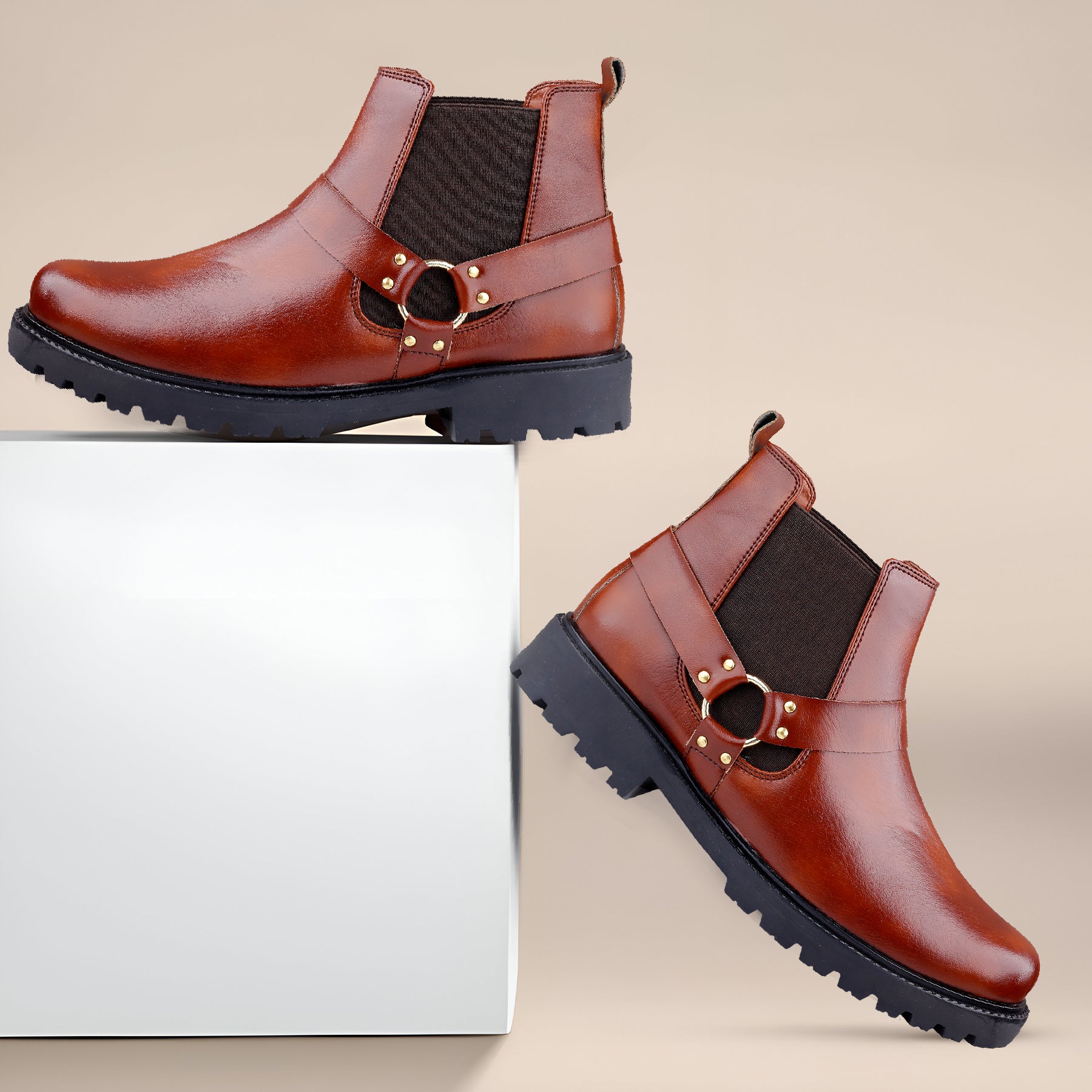 Baxxico Faux Vegan Leather Ultra Stylish Comfortable Slip on Chelsea Boots for Men