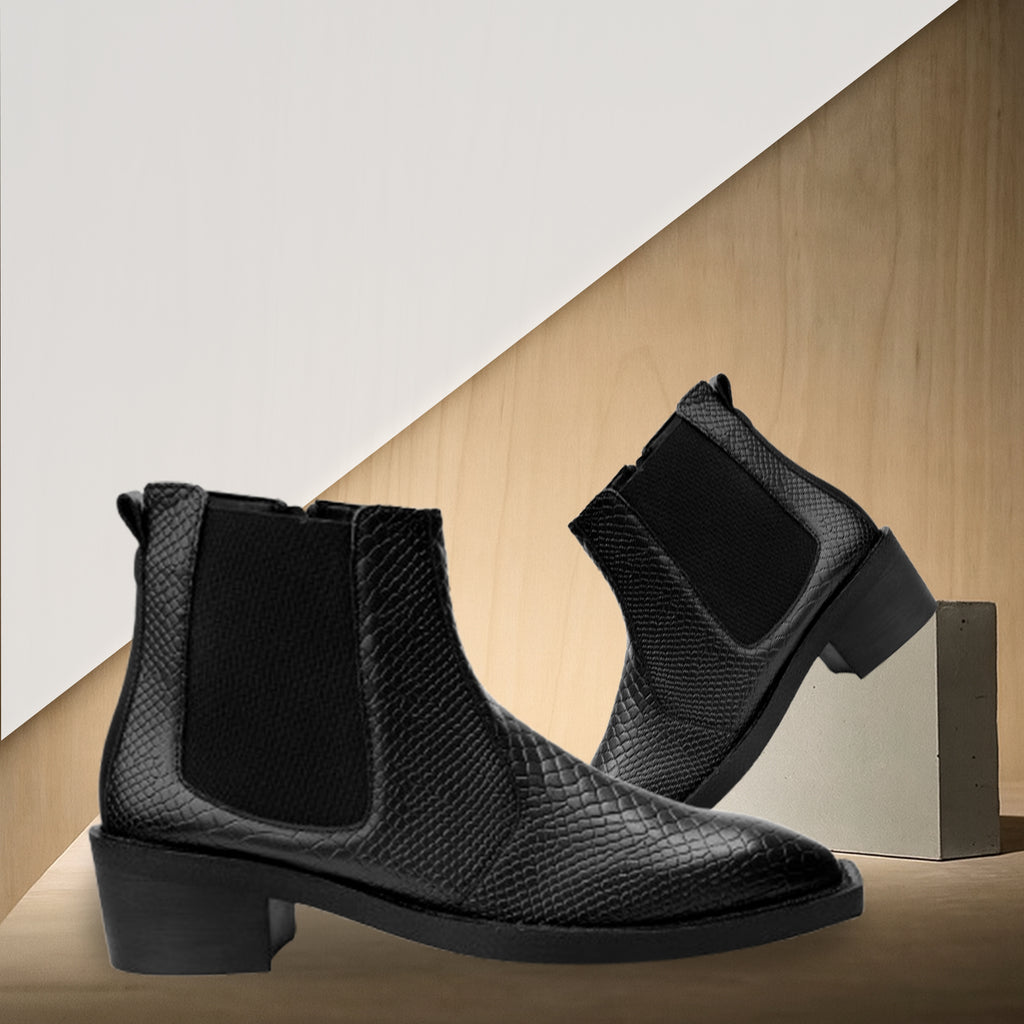 BAXXICO Mens Stylish 2 Inch Height Boosting Ankle Boots
