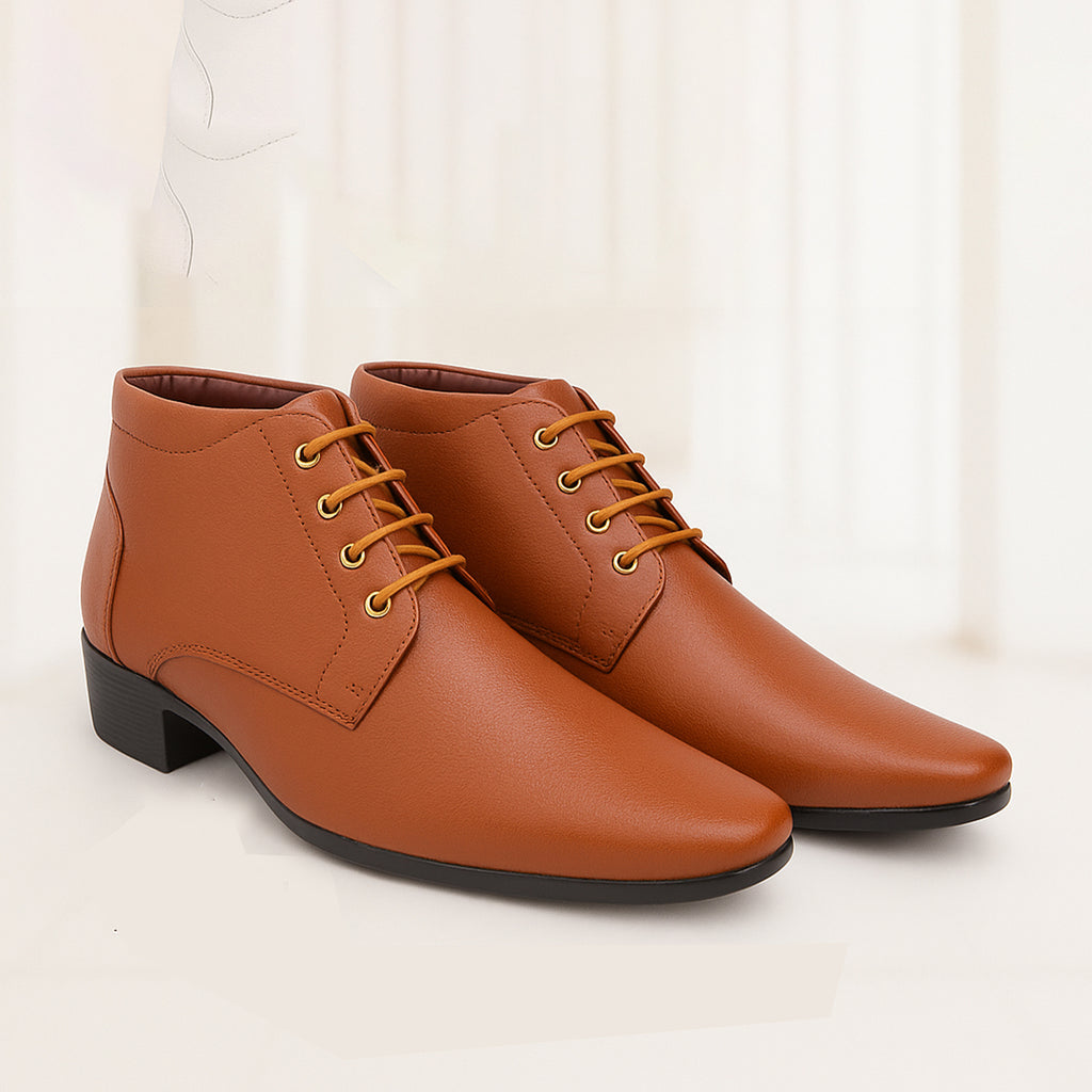 Mens Height Increasing Derby Faux Vegan Leather Formal Wear Boots