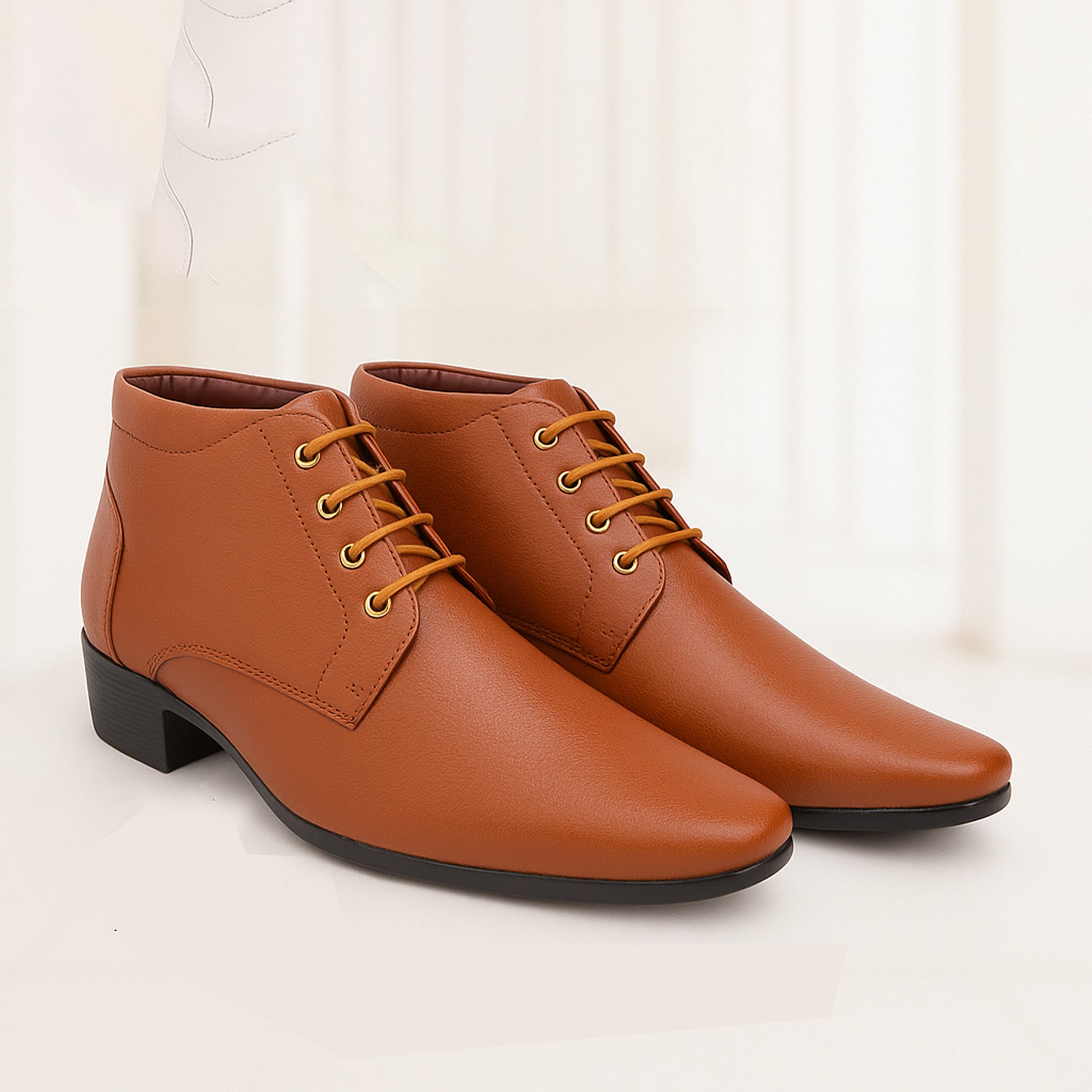 Mens Height Increasing Derby Faux Vegan Leather Formal Wear Boots