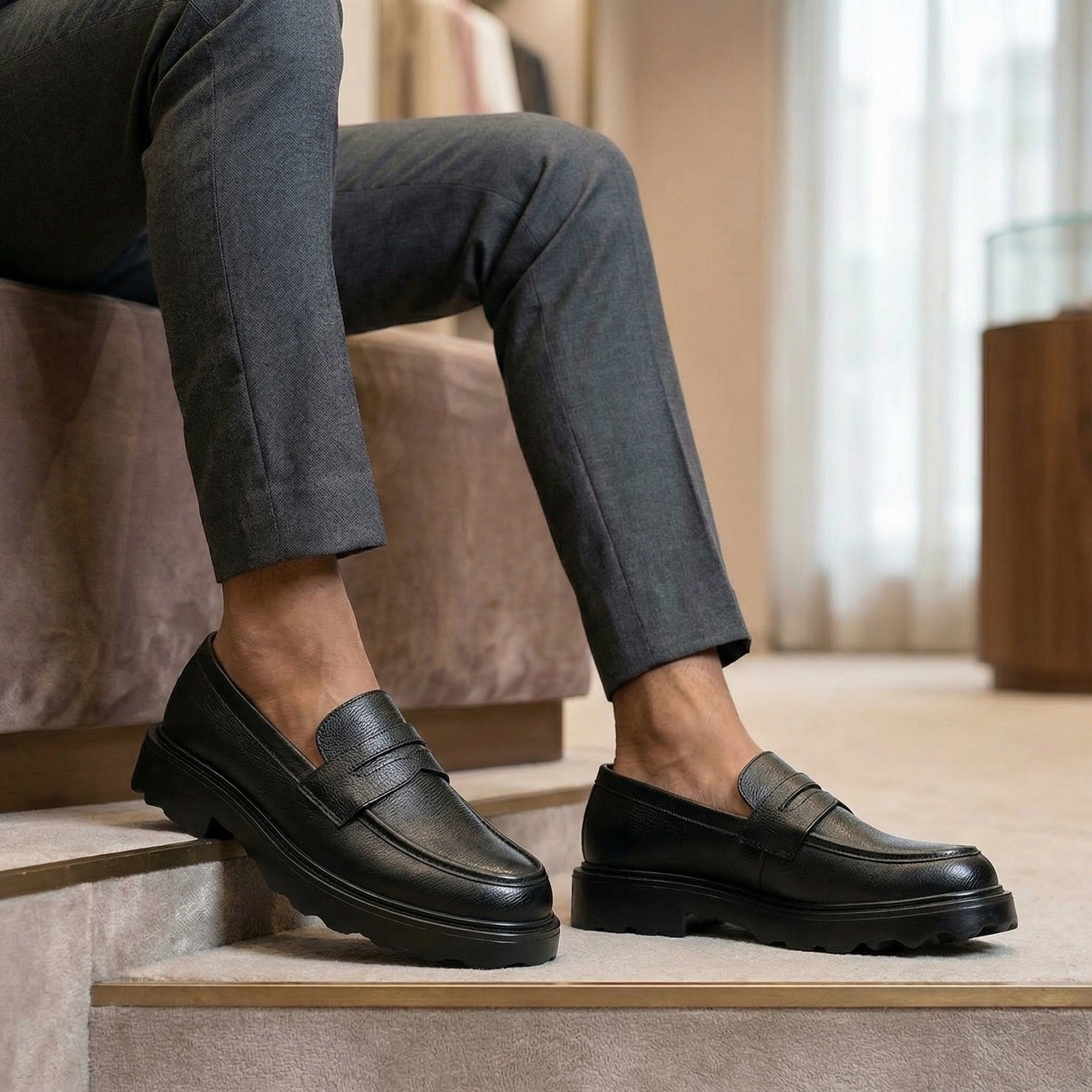 BAXXICO Stylish Black Loafers Crafted for Comfort & Bold Personality