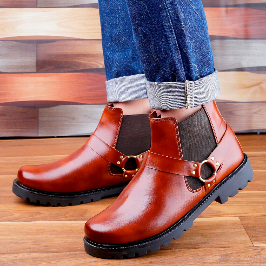 Baxxico Faux Vegan Leather Ultra Stylish Comfortable Slip on Chelsea Boots for Men
