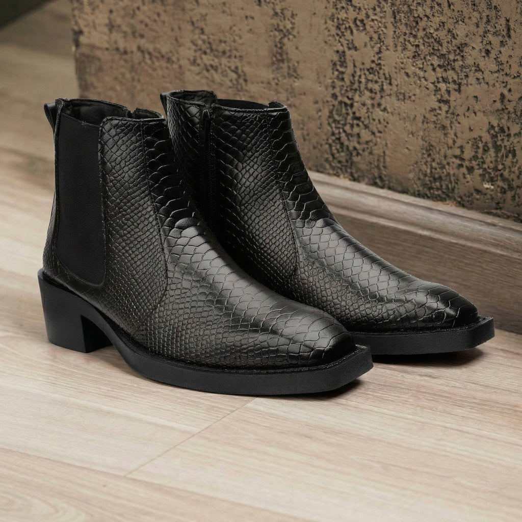 BAXXICO Mens Stylish 2 Inch Height Boosting Ankle Boots