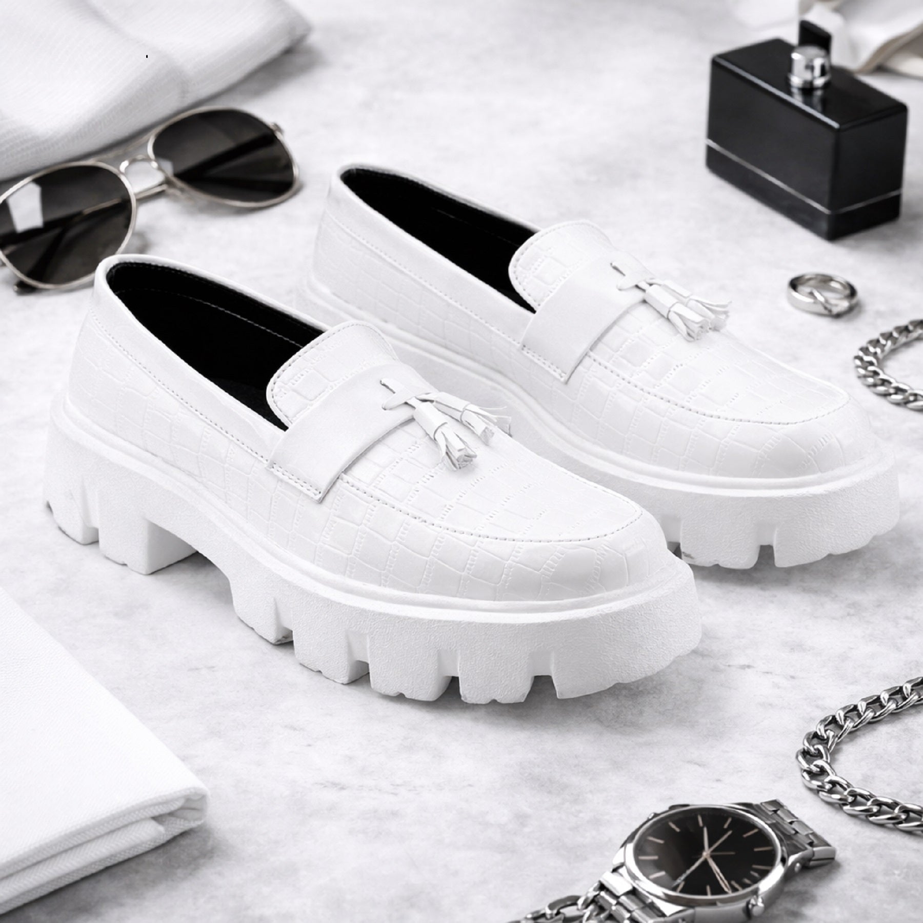 Baxxico Premium Patent Vegan Tassel Slip ons for Men