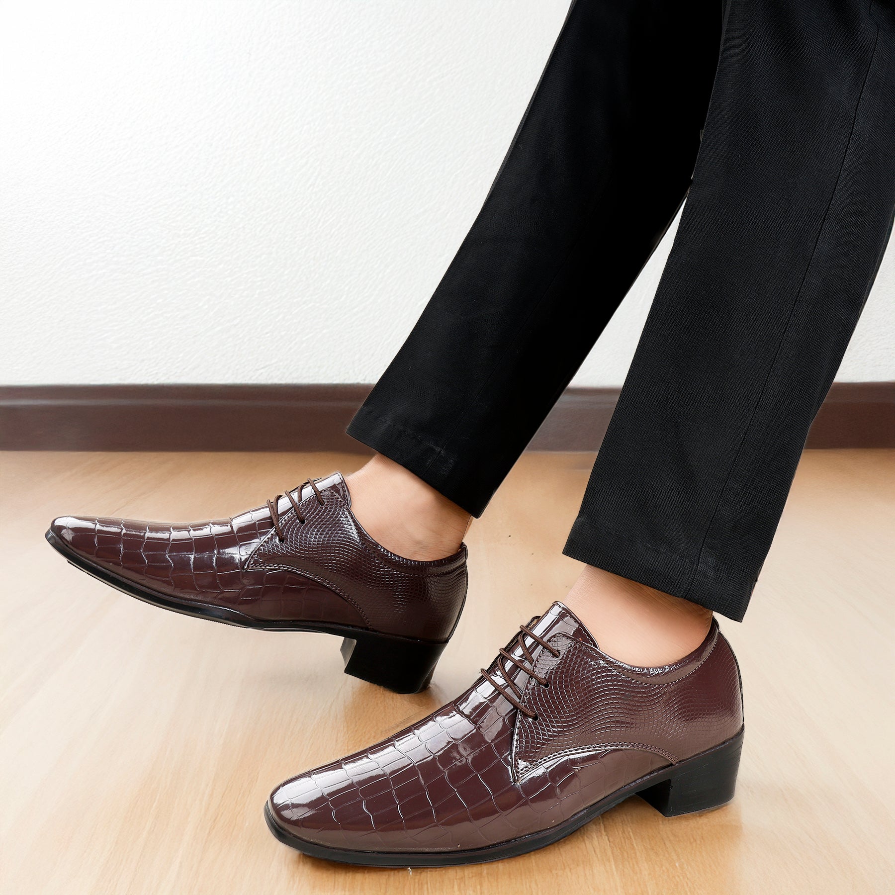 BAXXICO Height Increasing Party Wear Lace up Shoes For Men