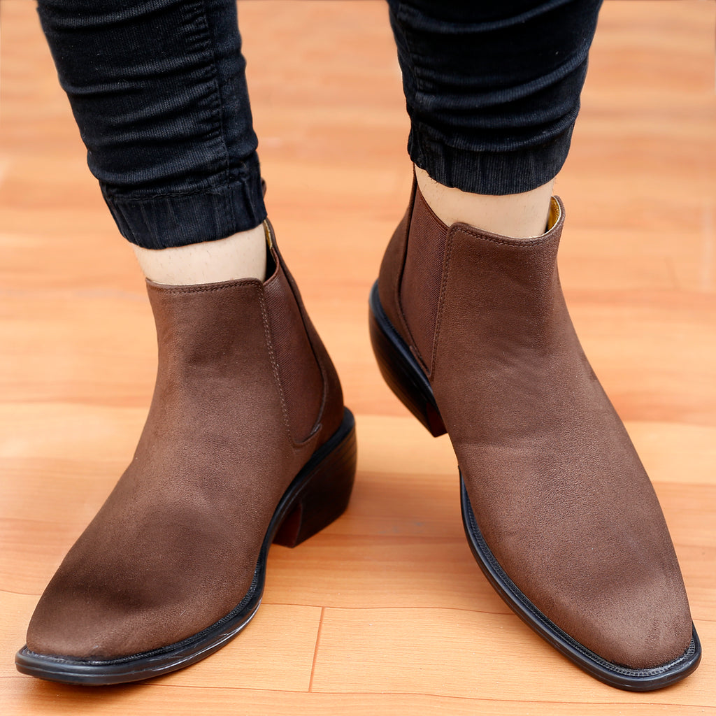 BAXXICO Mens Height Increasing Suede British Formal and Casual Wear Chelsea Boots