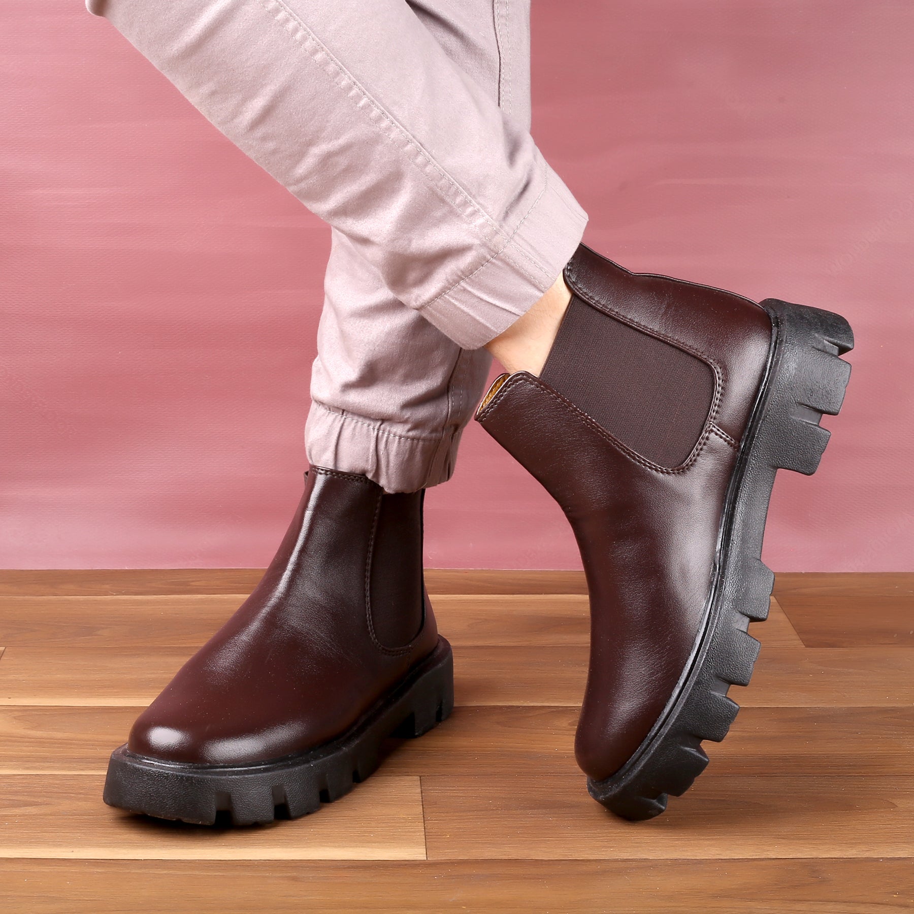 Baxxico Faux Vegan Leather Chelsea Ankle Slip on Boots for Men