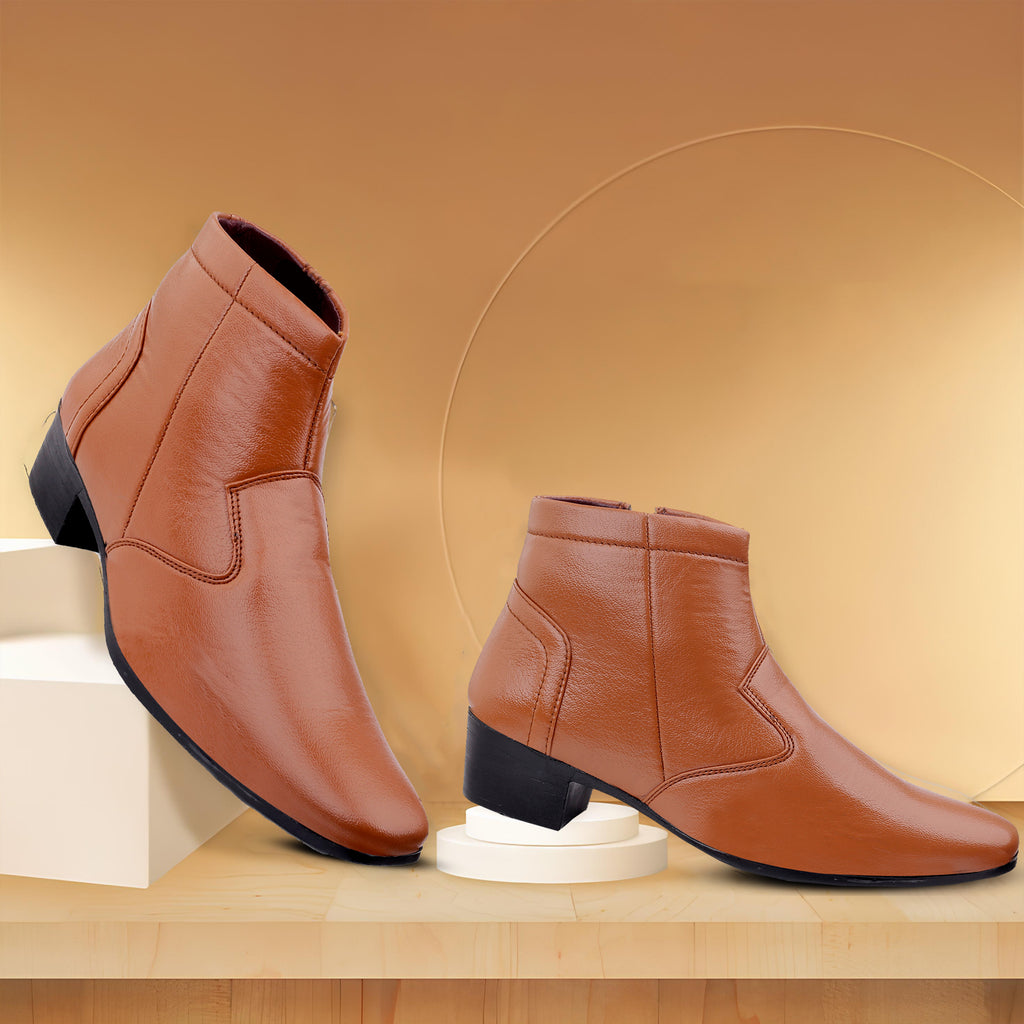 BAXXICO Height Increasing Formal Ankle Zipper Boots