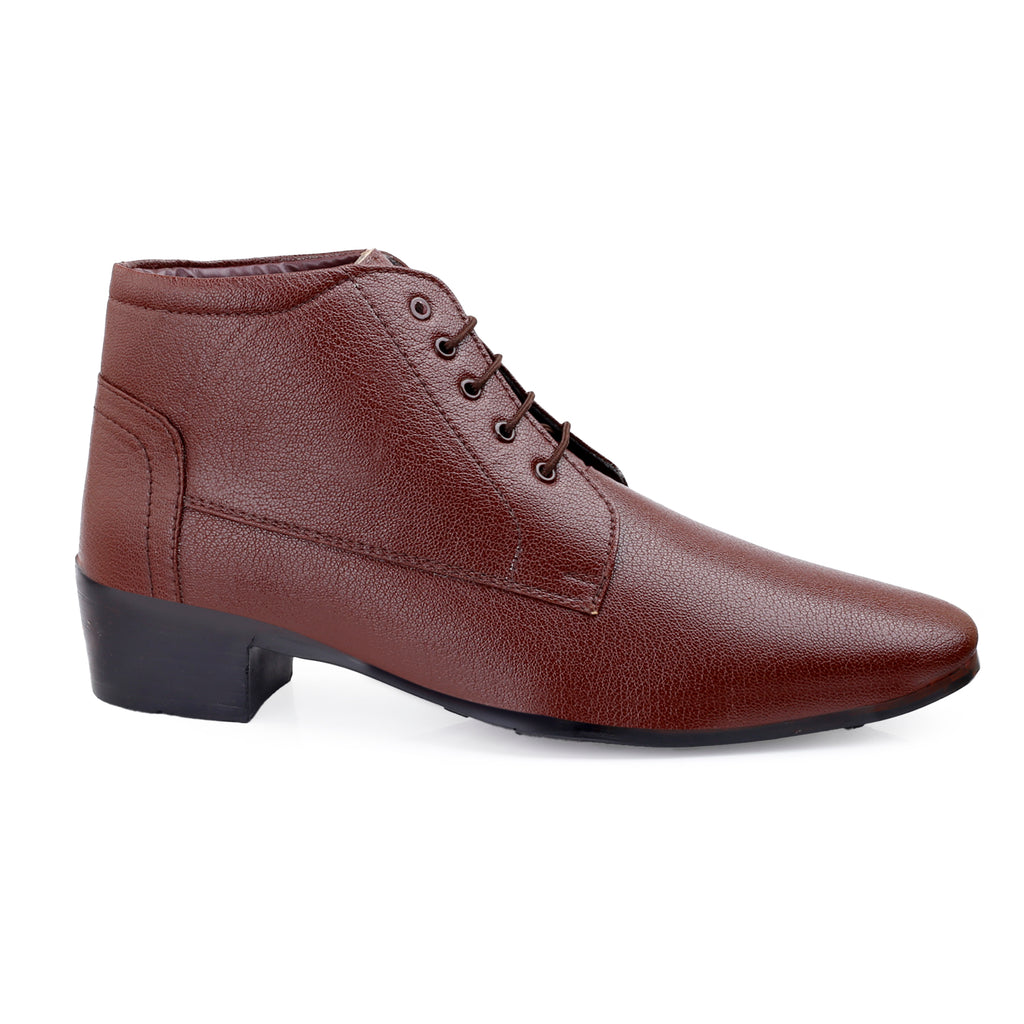 Mens Height Increasing Derby Faux Vegan Leather Formal Wear Boots