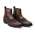BAXXICO Mens Luxury Boots with Classic Brogue Texture Finish