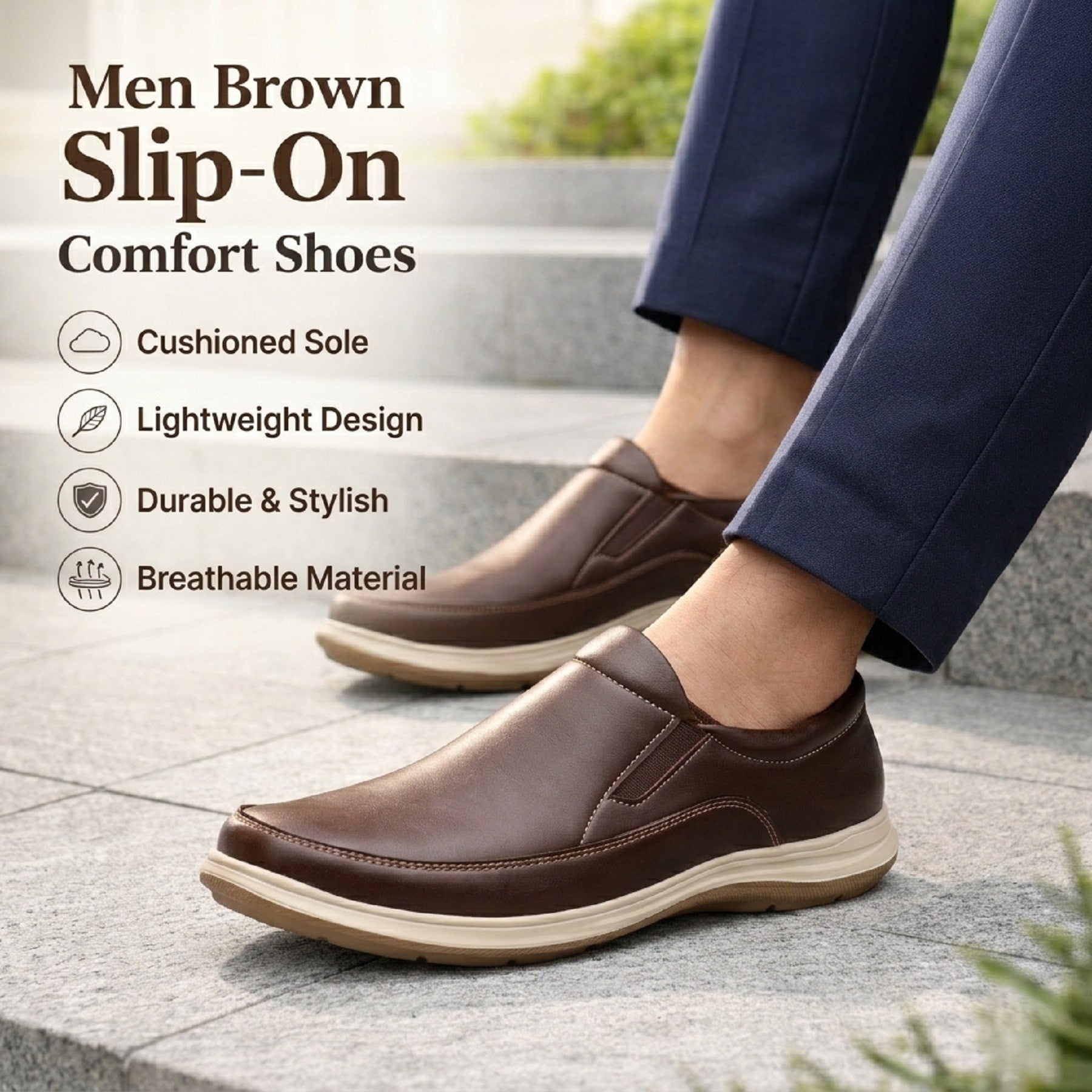 BAXXICO Mens Casual Slip On Shoes Durable Comfort for Office & Walking