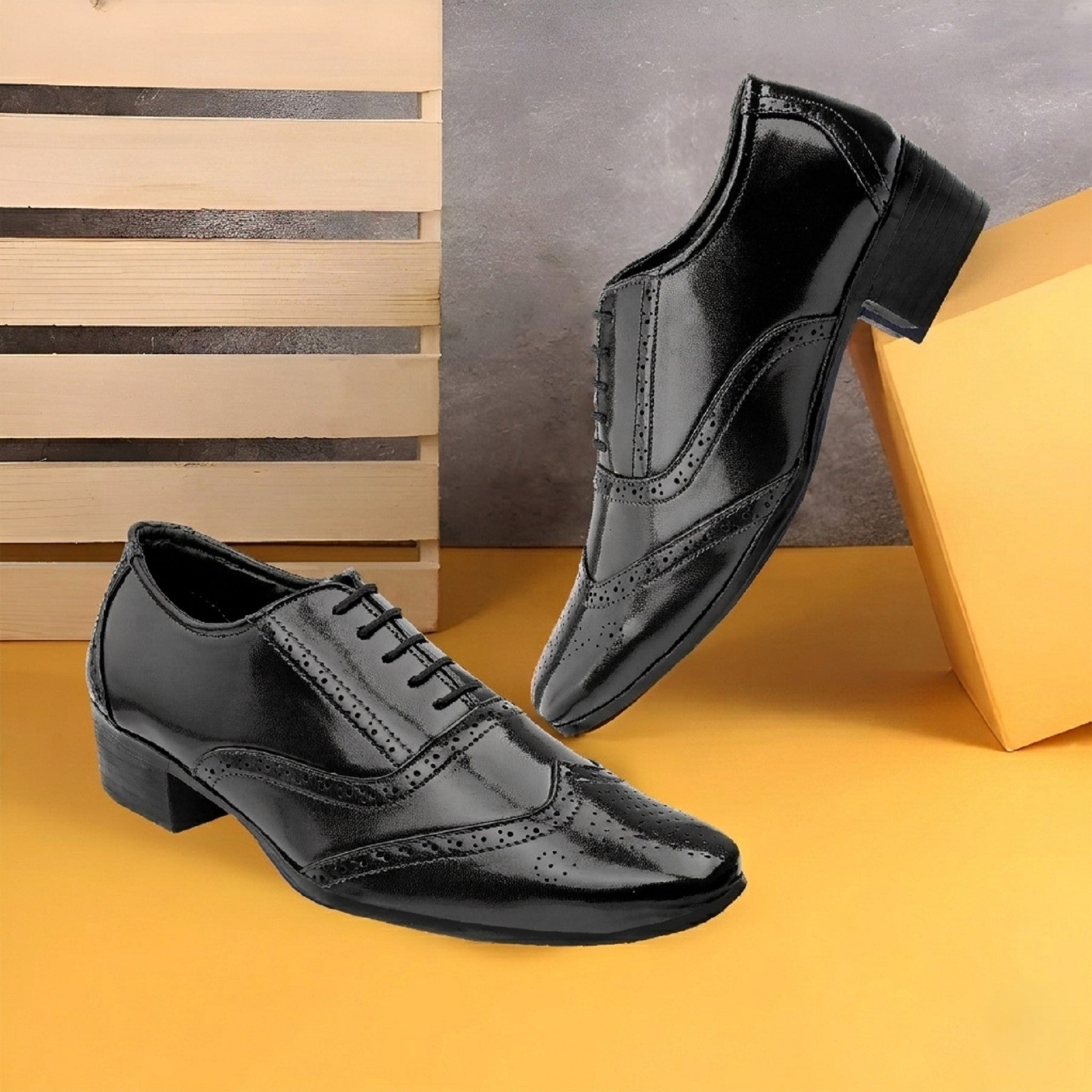 BAXXICO Height Increasing Formal And Office Wear Brogue Shoes For Men