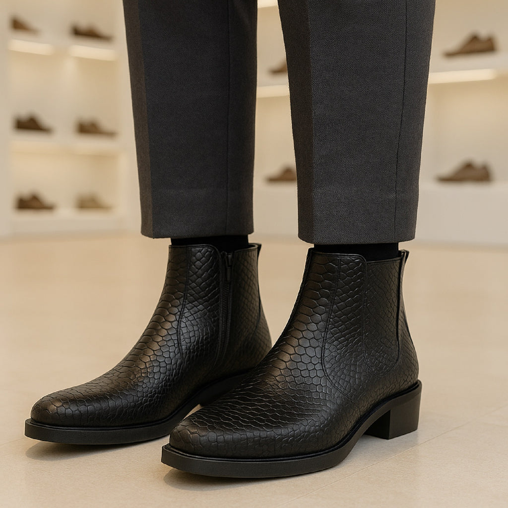 BAXXICO Mens Stylish 2 Inch Height Boosting Ankle Boots