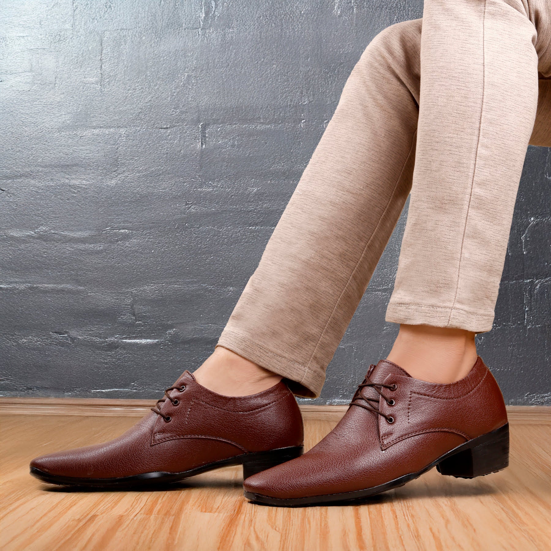 Mens Office Wear Height Increasing Derby Formal Shoes