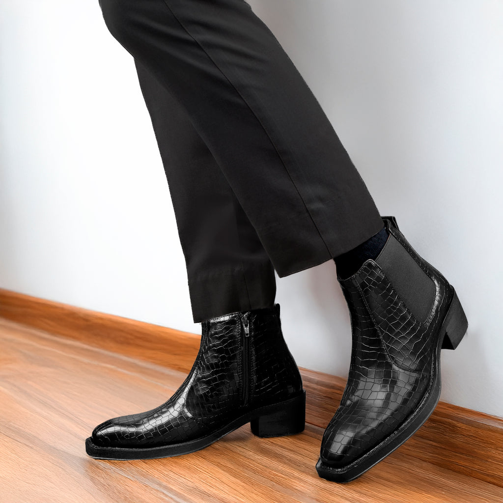 BAXXICO Mens 2 Inch Heel Height Boots Stylish Elevation with Comfort
