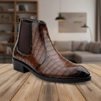 BAXXICO Mens Designer Croc Pattern Chelsea Boots Premium Vegan Leather and Classic Style