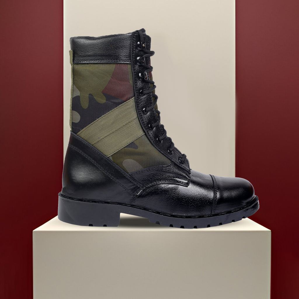 BAXXICO Mens Pure Vegan Leather High Ankle Army Boots