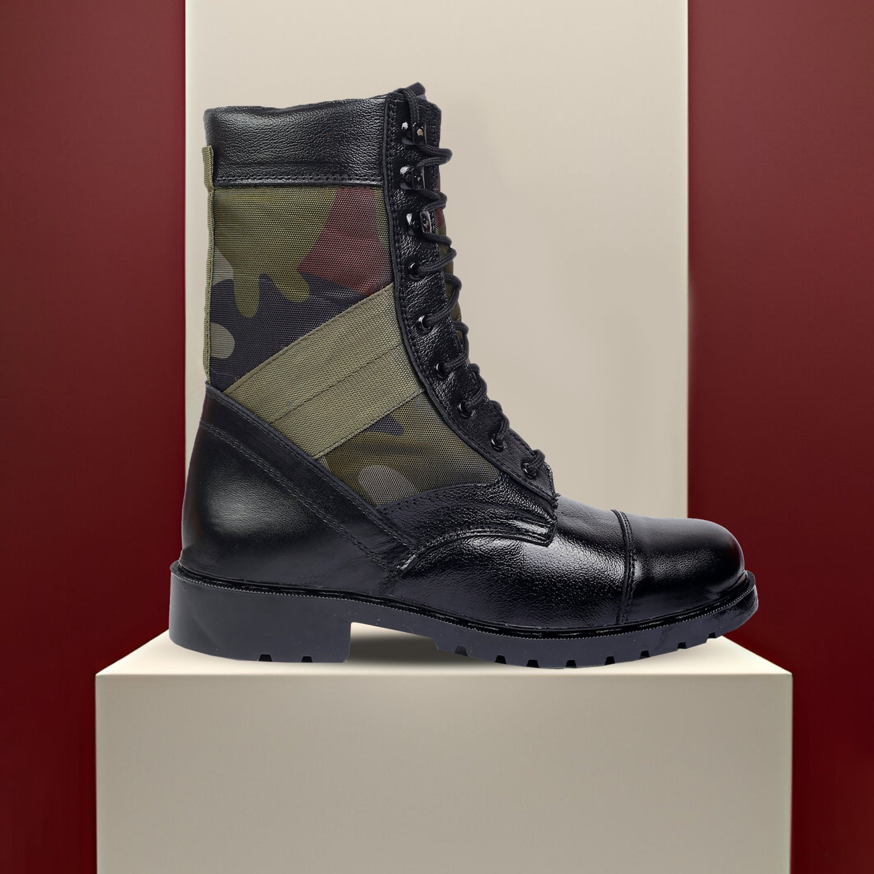 BAXXICO Mens Pure Vegan Leather High Ankle Army Boots
