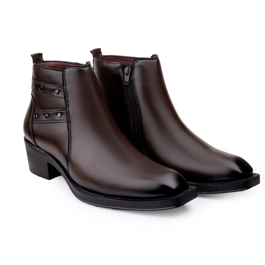 BAXXICO 2 Inch Height Lift Boots Stylish Elevator Footwear for Men
