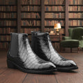 BAXXICO Mens Designer Croc Pattern Chelsea Boots Premium Vegan Leather & Classic Style