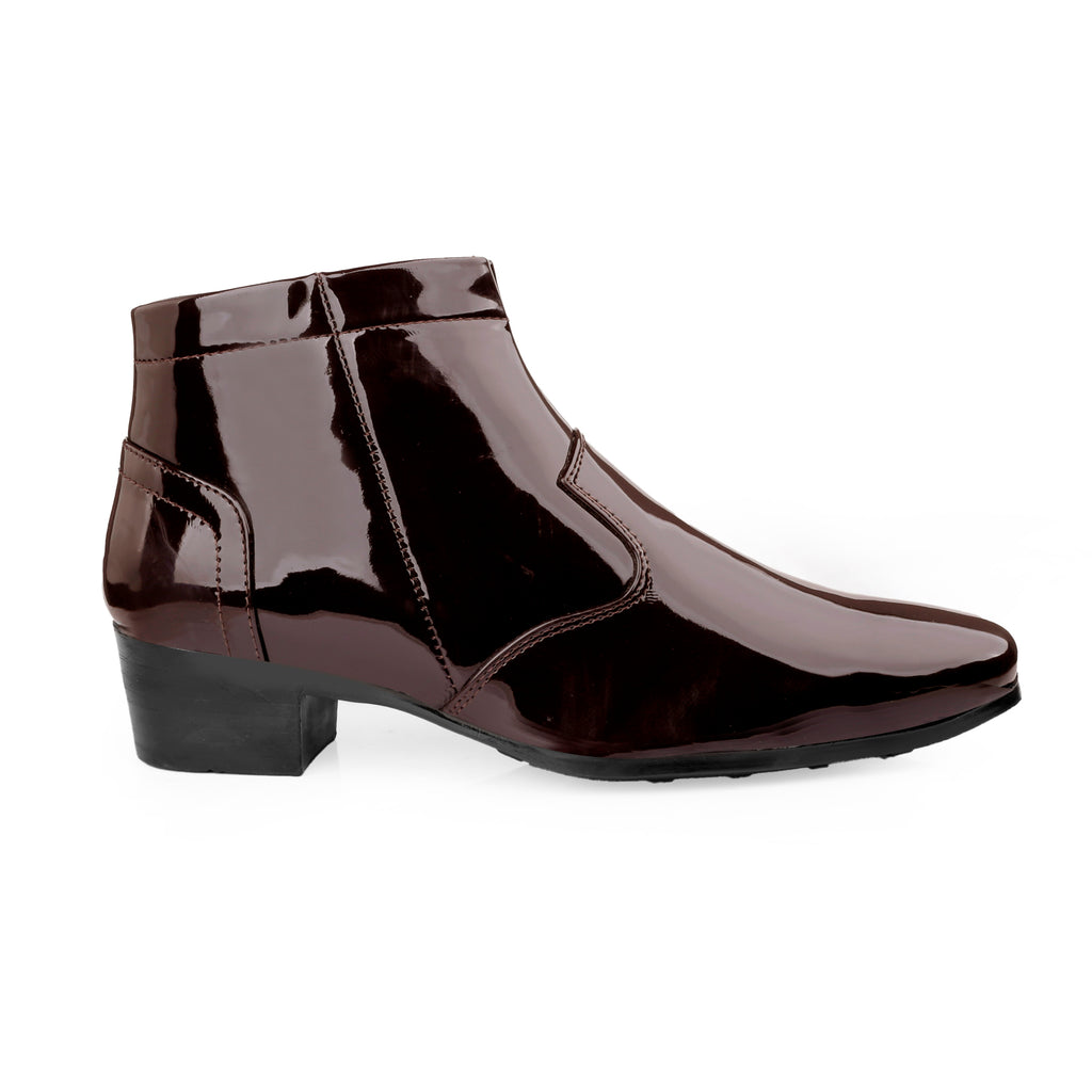 Mens Premium Gloss Chelsea Boots 2 inch Built in Elevator Lift