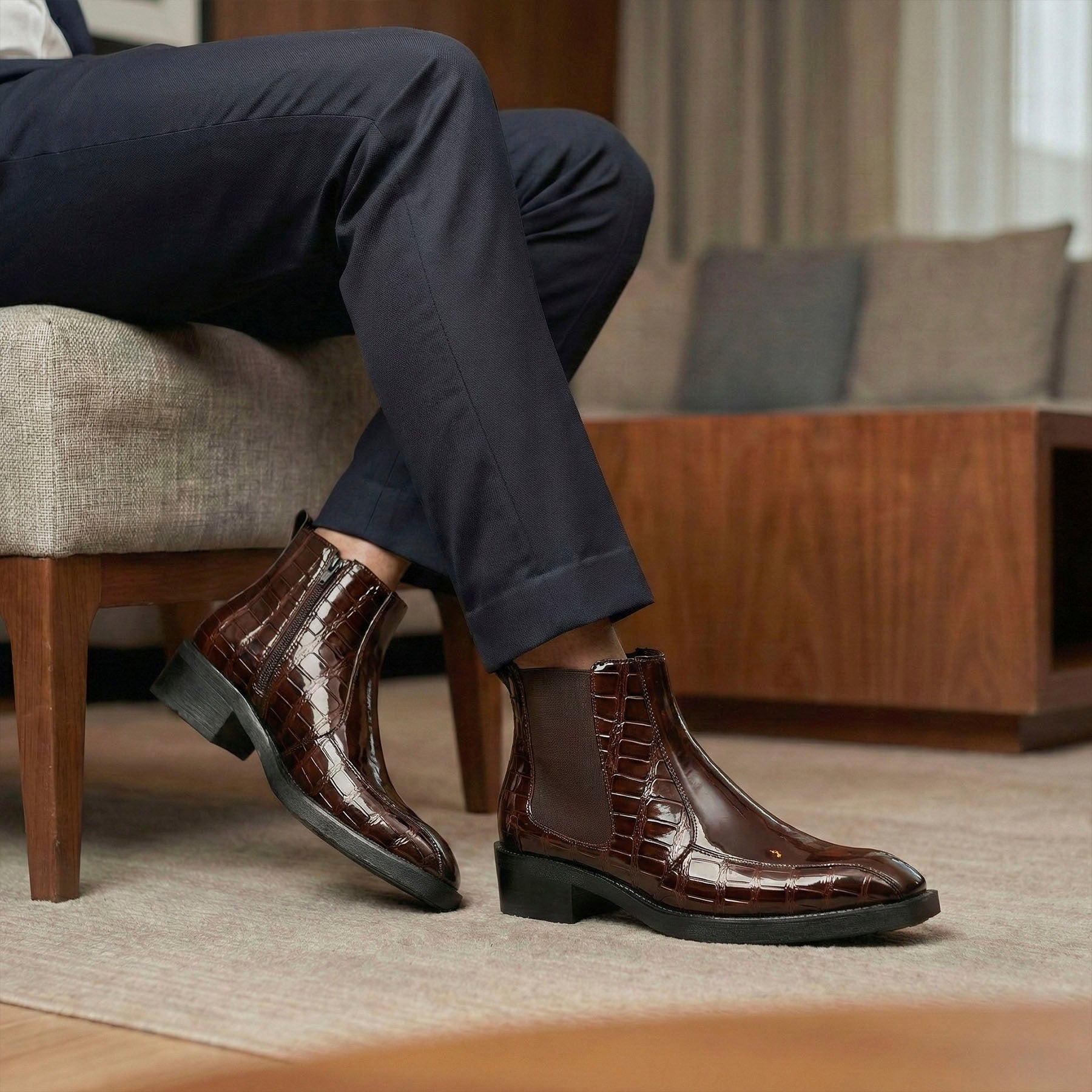 BAXXICO Mens Elevator Boots for Extra 2 Inches Height
