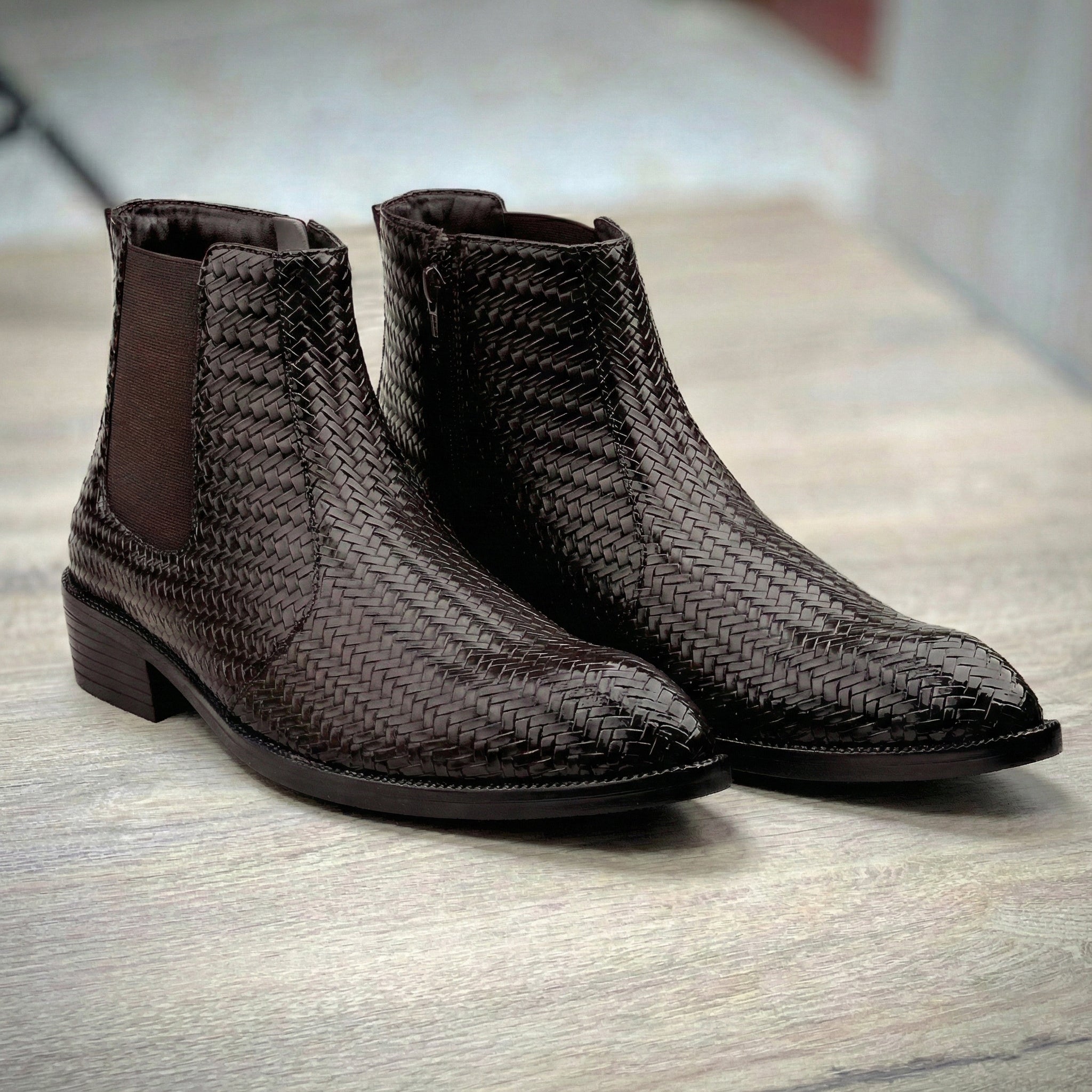BAXXICO Woven Leather Height Enhancing Formal Shoes
