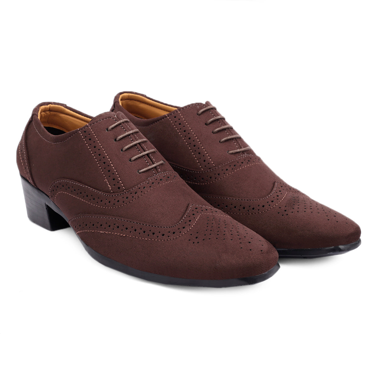 BAXXICO Mens Suede Height Increasing Casual Oxford Brogue Shoes All Occasions