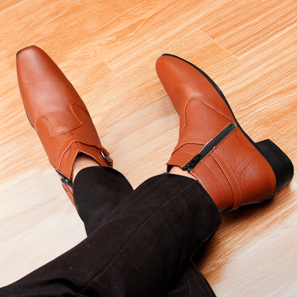 BAXXICO 2 Inch Height Increasing Office Wear Zipper and Buckle Boots