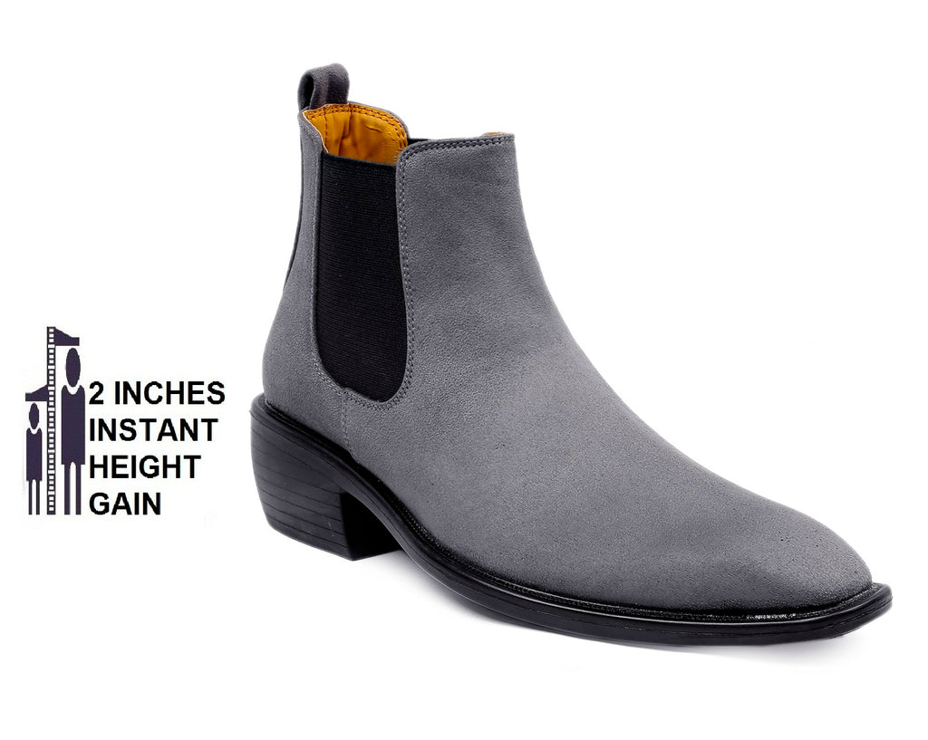 BAXXICO Mens Height Increasing Suede British Formal and Casual Wear Chelsea Boots