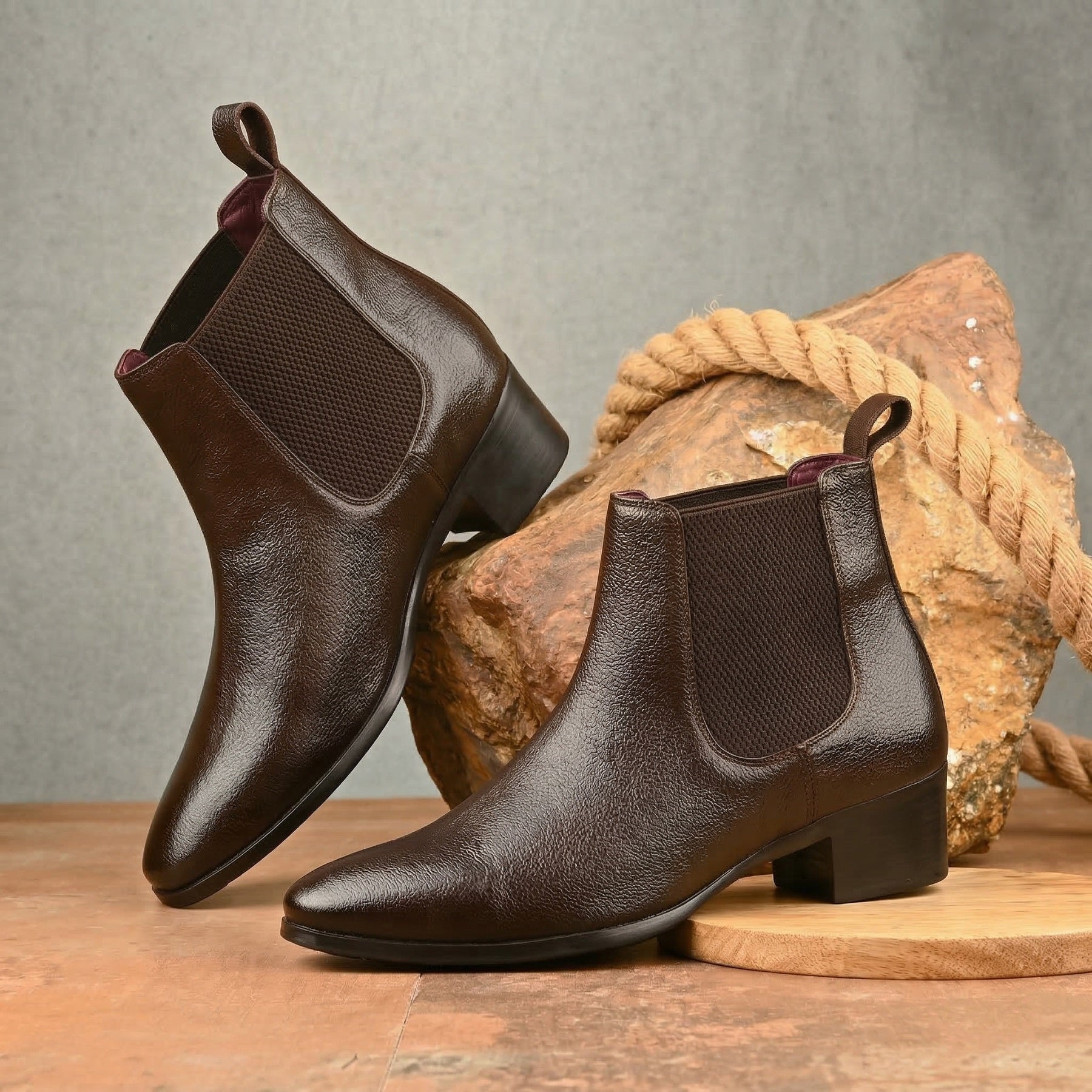 BAXXICO Mens Chelsea Boots with 2 Inches Heel Height Gain