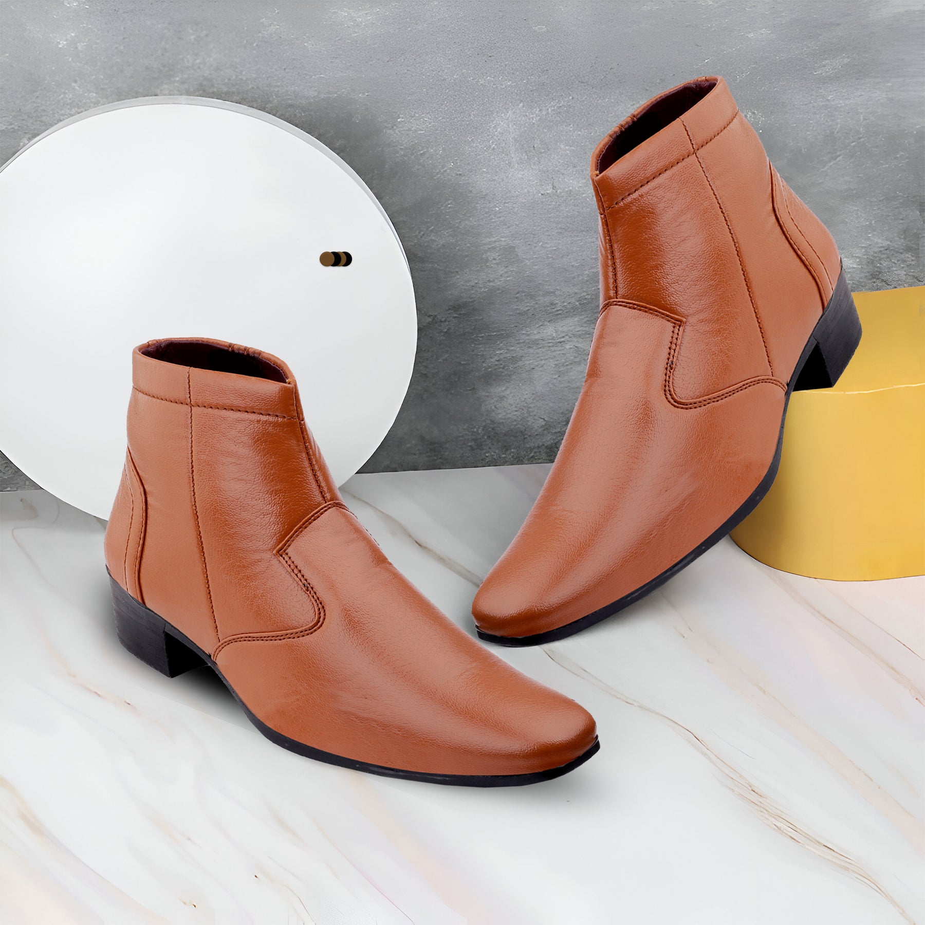 BAXXICO Height Increasing Formal Ankle Zipper Boots