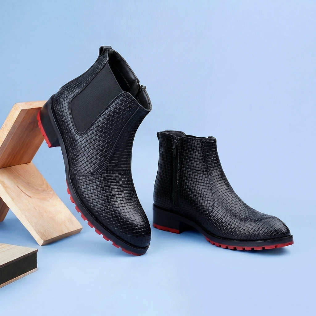 BAXXICO Stylish High Heel Boots with Premium Textured Designer Finish
