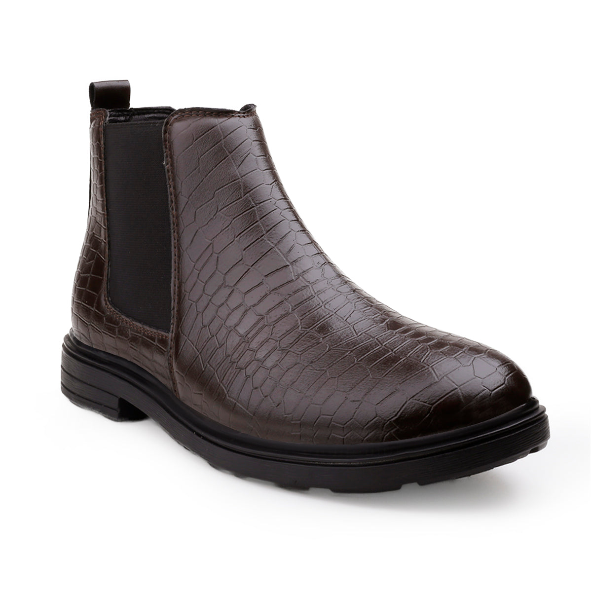 BAXXICO Premium Croc Finish Ankle Boots for Men Smart Casual Wear