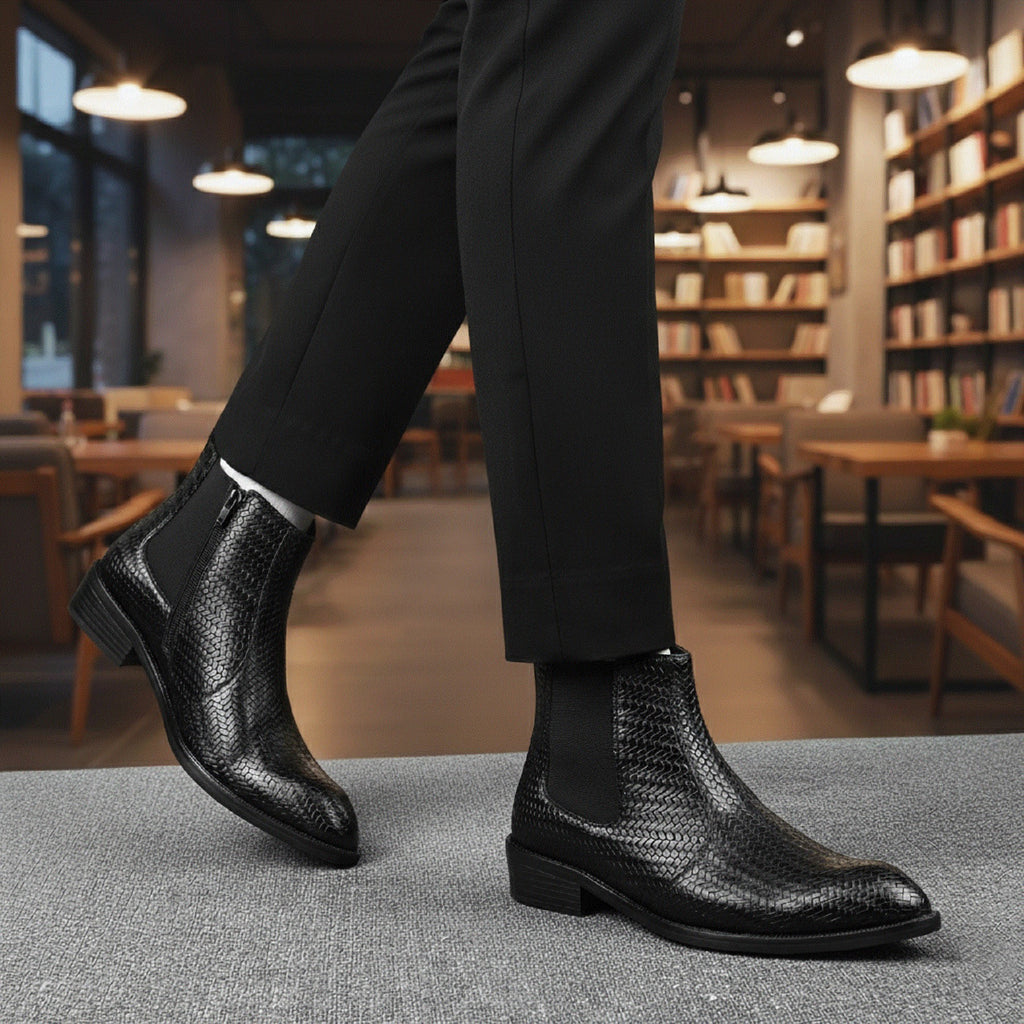 BAXXICO Woven Leather Height Enhancing Formal Shoes