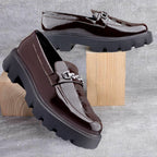BAXXICO Premium Patent Vegan Buckle Slip ons for Men