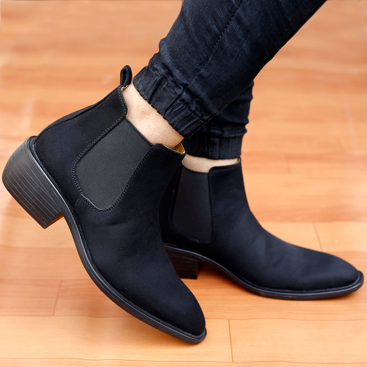 BAXXICO Mens Height Increasing Suede British Formal and Casual Wear Chelsea Boots